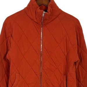 Orange Quilted Bomber Jacket Women's Small Oversized Wild Fable